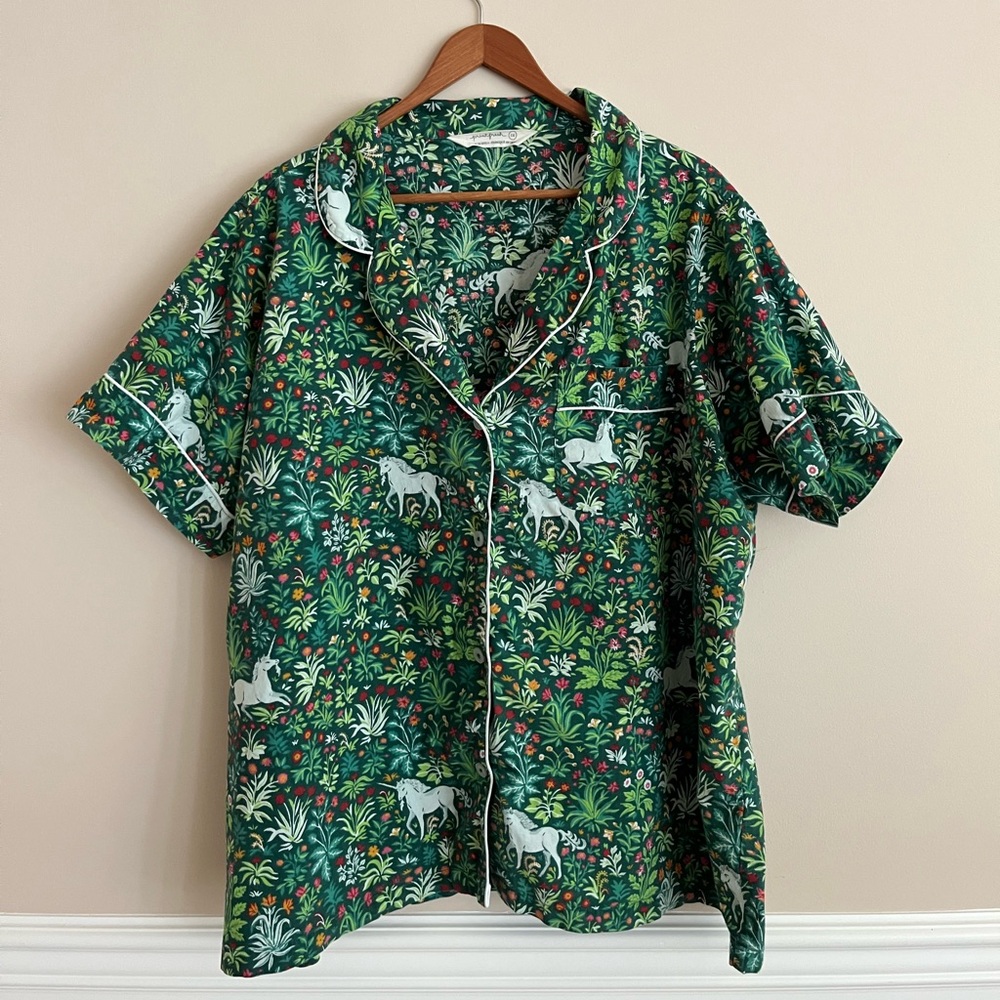 PRINTFRESH SET Green Garden Unicorn Pajama Top & Shorts size 2X